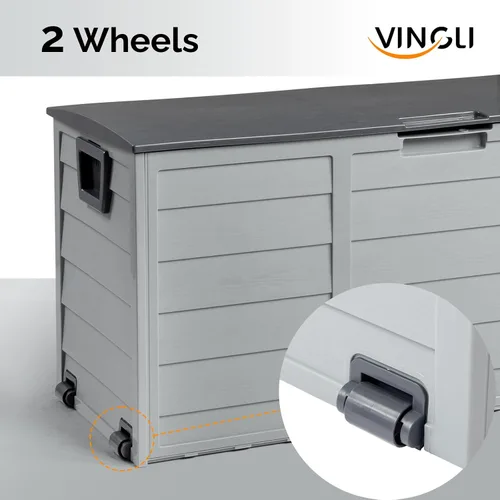 Miniatura 2 de VINGLI Caja de almacenamiento al aire libre de 75 galones, contenedores de almacenamiento de plástico con cerradura con tapa, muebles para jardín