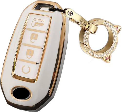 ontto Funda de llave de 4 botones compatible con Infiniti Key Fob Shell Anti-arañazos TPU Key Skin para Q50 Q60 QX50 QX55 QX60 2019 en adelante Beige