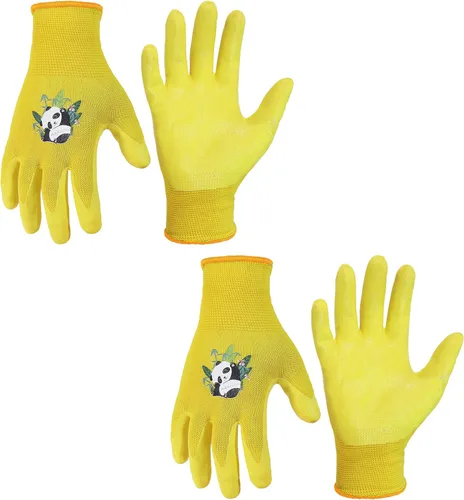 Miniatura 13 de HANDLANDY 3 pares de guantes de jardinería para niños sin látex, guantes de jardín para niños y niñas con revestimiento de nitrilo para niñas y Verde