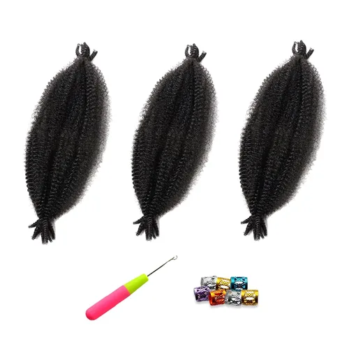 Miniatura 8 de Marley Twist - Cabello trenzado marrón Spring Twist de 18 pulgadas, cabello Marley para rastas suaves de imitación mariposa, cabello trenzado rizado