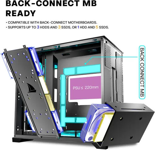 Miniatura 10 de PC CASE 9 PWM ARGB Ventiladores preinstalados, funda de PC para juegos de media torre, carcasa panorámica de vidrio templado para computadora