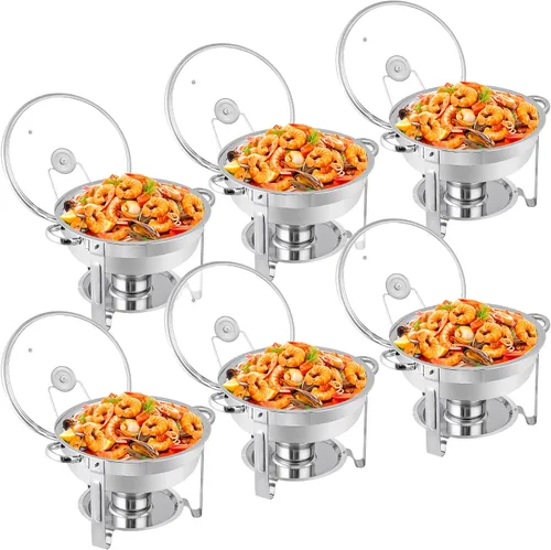 Miniatura 13 de Juego de bufé de acero inoxidable de 5 cuartos de galón, para catering, fiestas con bandeja de agua, soporte para combustible, servidores de bufé