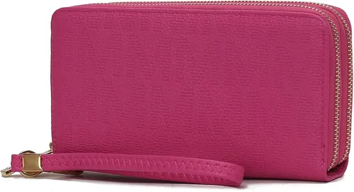 Miniatura 73 de MKF Collection Mia K - Cartera de pulsera para mujer, pequeña cartera de cuero vegano para tarjetas de crédito con cremallera y bolsillo