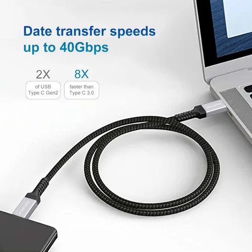 Miniatura 4 de Cable USB4 de 240 W de 3.3 pies [certificado USB-IF], carga PD, soporta sincronización de datos de 40 Gbps y 8K/5K @60 HZ, compatible