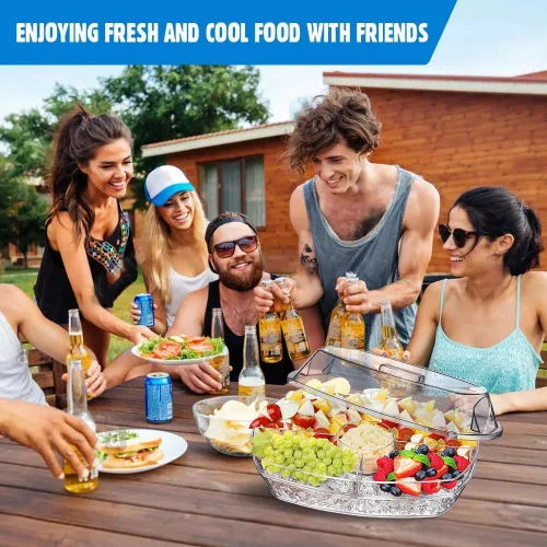 Miniatura 2 de INNOVATIVE LIFE Bandejas de frutas para servir para fiestas, bandeja de aperitivos de 15 pulgadas en hielo, platos de fiesta para servir alimentos