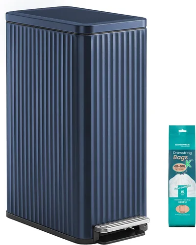 Miniatura 18 de SONGMICS Bote de basura de 13 galones (50 L) para cocina, con tapa, pedal y cubo interior extraíble, cierre suave, acero inoxidable, 15 bolsas