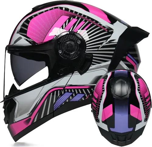 Miniatura 8 de Casco modular de motocicleta de cara completa, casco abierto con doble visera extraíble forro para adultos, hombres y mujeres, motocross Cruiser