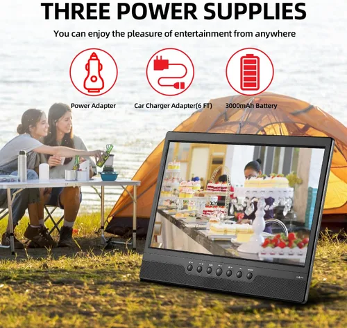 Miniatura 6 de Othoig TV portátil de 14 pulgadas, pequeño televisor con baterías, HDMI, USB, ranura AV y 1 antena, control remoto, cable de automóvil de 12
