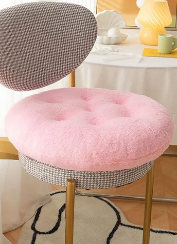 Miniatura 15 de Cojines de silla cómodos cuadrados y redondos de lana de cordero artificial, cojines de asiento de silla suaves y esponjosos de felpa para casa