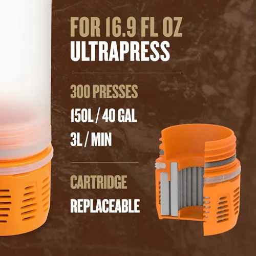 Miniatura 2 de GRAYL UltraPress - Cartucho purificador de repuesto, color naranja