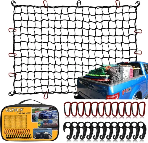 Miniatura 8 de GSPSCN Red de carga de 3 x 4 pies para cama de camioneta, remolque, barco, RV, SUV se estira hasta 9 x 12 pies Red máxima para portaequipajes, malla