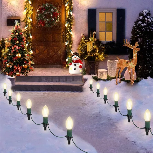 Miniatura 12 de USOKYO Luces LED C9 de 45 pies para caminos de Navidad al aire libre, 30 bombillas multicolor, impermeables, conectables, luces de Navidad