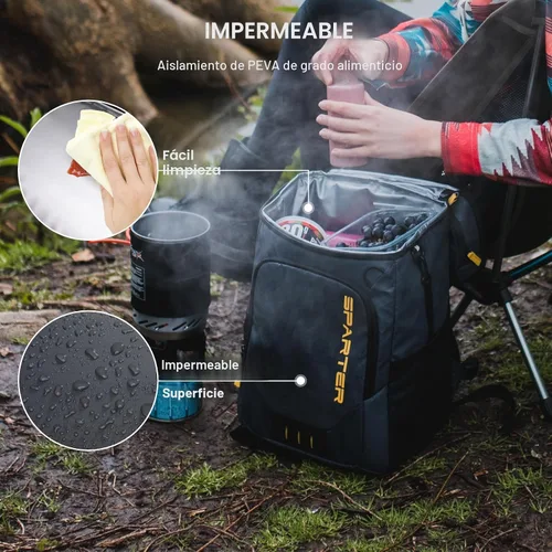Miniatura 5 de SPARTER - Mochila enfriadora aislada a prueba de fugas para 33/49 latas, bolsa térmica con 2 compartimentos aislados, mochila de playa, viaje