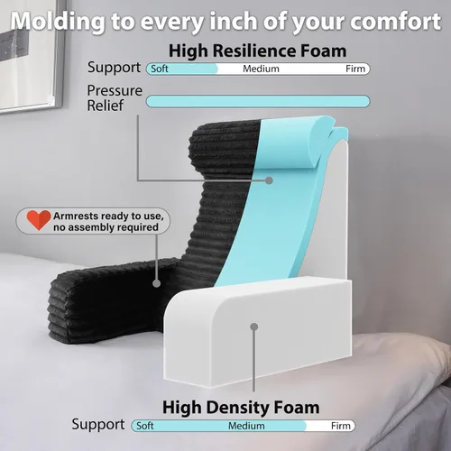 Miniatura 3 de ENITYA Almohada ergonómica XL de 22 pulgadas para sentarse, cojín de respaldo para reclinarse, jugar, descansar, ver la televisión, recuperarse