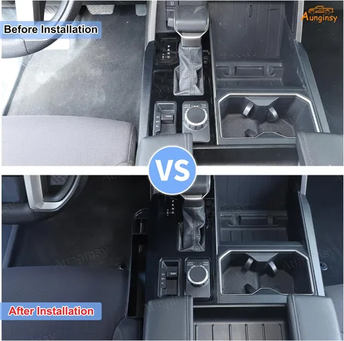 Miniatura 8 de Aunginsy Marco para panel de cambio de marchas con caja de almacenamiento Compatible con Toyota Tundra/Sequoia 2022-2024 2025 Protector contra