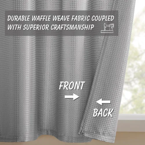 Miniatura 3 de Cortinas de baño gris de Home Queen con textura gofre para ventana de cocina pequeña, repelente al agua, bolsillo de barra, corta, 61 cm x 61 cm