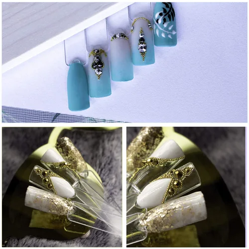 Miniatura 5 de Juego de 4 unidades en total de 200 piezas de palos transparentes para muestras de uñas, puntas transparentes en forma de abanico para arte de uñas