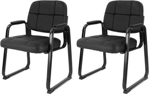 Miniatura 12 de CLATINA Silla de recepción clásica con reposabrazos acolchados y marco de acero resistente, silla ergonómica para invitados para oficina, Gris