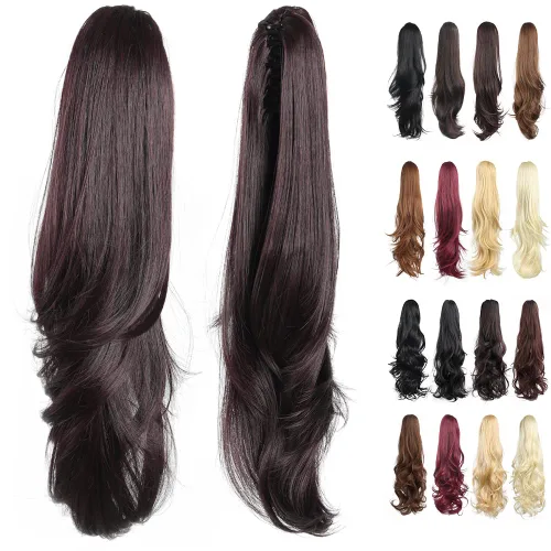 Miniatura 235 de Extensiones de cola de caballo de cabello rubio, extensiones de cola de caballo para mujer, pinza de extensiones de cabello rizado de 12 pulgadas