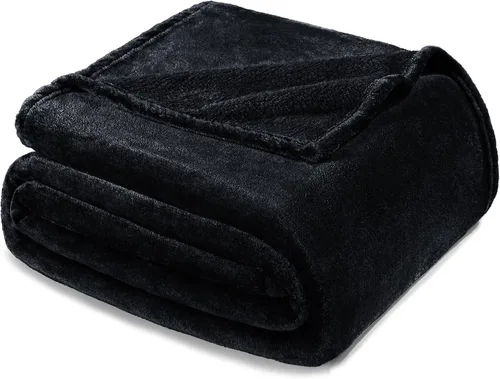 Miniatura 8 de Exclusivo Mezcla Manta de vellón para sofá, cama, súper suave y cálida, para uso en todas las estaciones, acogedora, afelpada, ligera, negro, 50 x