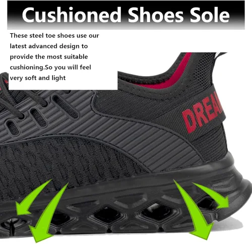 Miniatura 3 de Steel Toe Shoes for Men Women Safety Work Shoes Comfortable Steel Toe Sneakers Puncture Proof Slip on Safety Shoes for Industrial,Coustruction