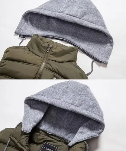 Miniatura 5 de Msmsse Chalecos de invierno para hombre ropa de abrigo extraíble con capucha