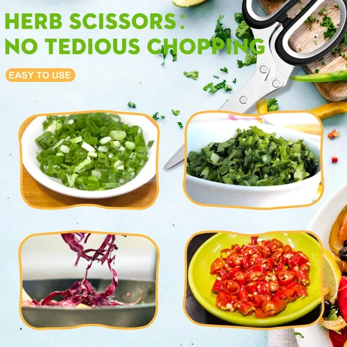 Miniatura 6 de Divertidos y únicos utensilios de cocina: Juego de tijeras para hierbas - Herramientas de cocina geniales actualizadas 2025 para cortar hierbas Negro