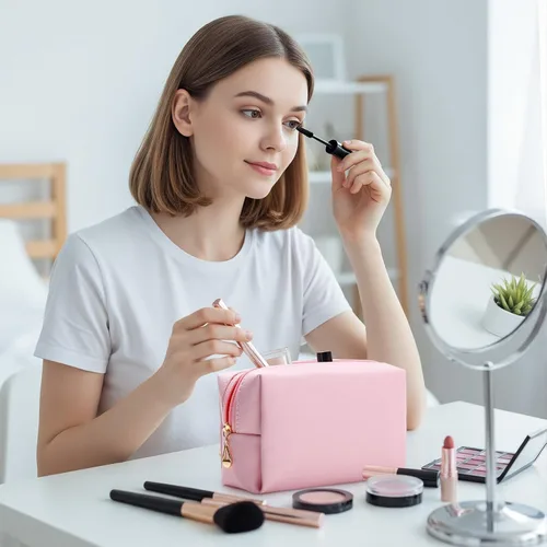 Miniatura 5 de Bolsas de cosméticos a granel de piel sintética para maquillaje, bolsa pequeña, bolsa de aseo de bricolaje, bolsa de aseo personal, organizador
