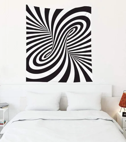Miniatura 11 de Crannel Papel tapiz decorativo en blanco y negro, arte también conocido como estilo óptico visual que hace uso de ilusiones es un tapiz de 50 x 60