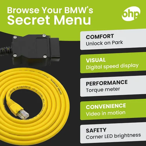 Miniatura 3 de OHP ENET Bimmercode OBD2 Cable para codificación BMW Serie F E SYS ISTA+ ICOM Bootmod3 Bimmerlink OBD Cable resistente