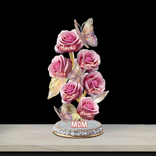 Miniatura 18 de Cada rosa contiene una pieza de tu lámpara de corazón, placa de rosa personalizada con nombre de 1 a 10 niños, luz LED personalizada para mamá, flor