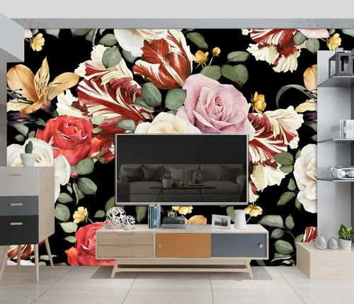 Miniatura 91 de Papel pintado botánico de selva tropical Hojas verdes de planta murales Estética para decorar habitación Sala de estar Fondo de TV Gran mural de B033