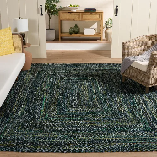 Miniatura 61 de SAFAVIEH Braided Collection - Alfombra de pasillo, 2 pies 3 pulgadas x 8 pies, color negro y azul, hecho a mano, reversible, ideal para dormitorio