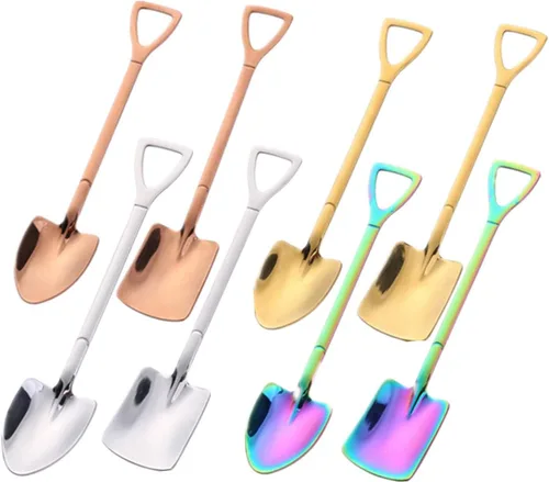Miniatura 5 de Juego de 8 cucharas doradas para postre de frutas, 8 cucharas de té de acero inoxidable para postre café, helado, pastel de frutas para el hogar