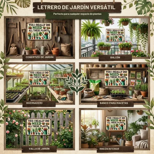 Miniatura 3 de Bestylez Regalos de Jardín Realmente Necesito Todas Estas Plantas Letreros Vintage de Jardinería para Jardín de Hogar, Invernadero, Salón