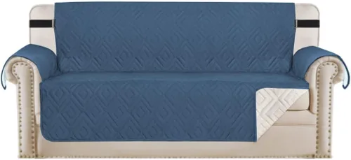 Miniatura 17 de H.VERSAILTEX Funda reversible para silla, protector de muebles antideslizante, resistente al agua, con correas elásticas de 2 pulgadas