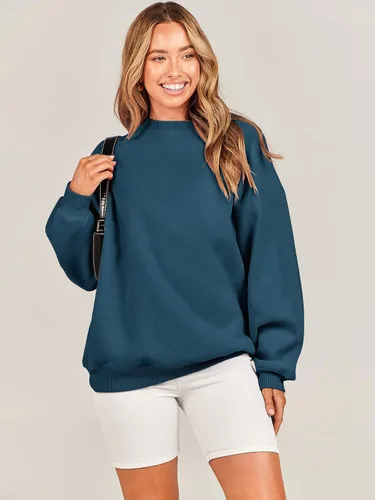 Miniatura 6 de ANRABESS Sudadera de gran tamaño para mujer, de forro polar, manga larga, cuello redondo, informal, para otoño 2023, ropa de moda