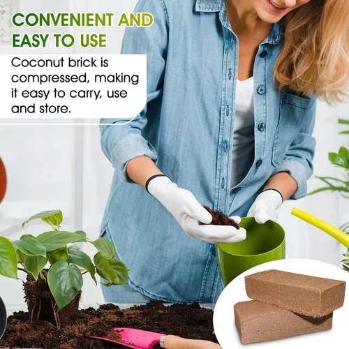 Miniatura 6 de Ladrillos de fibra de coco premium, 4 piezas, mezcla inicial de fibra de coco comprimida 100% orgánica con bajo equilibrio de EC y pH