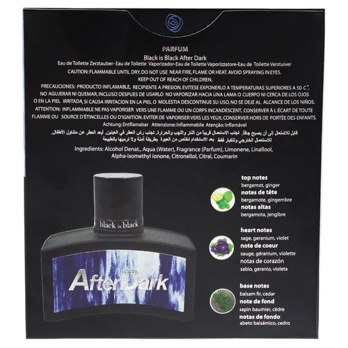 Miniatura 6 de NU Parfums Black Is Black After Dark Men EDT Spray 3.4 oz