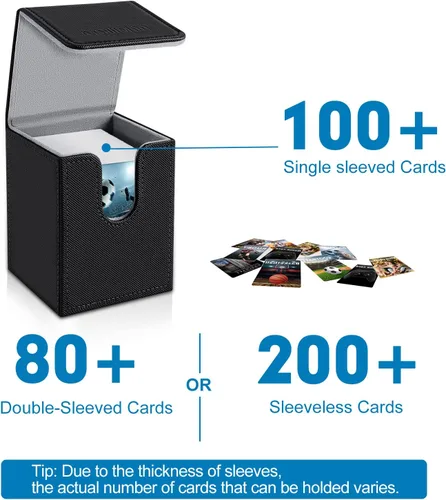 Miniatura 3 de Mlikero Paquete de 2 cajas de cartas Commander con capacidad para más de 200 tarjetas de una sola funda con 2 divisores, caja magnética de cuero