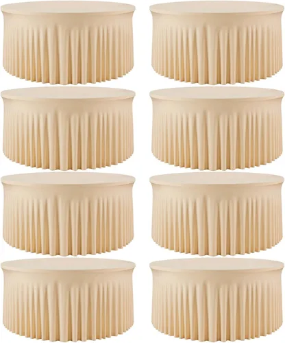 Miniatura 68 de 2 Pack White 72 inch Round Spandex Tablecloth, Washable Stretchy Fitted 6FT Round Tables,Elastic Edge with Skirt, Wrinkle-Free Table Cloths for