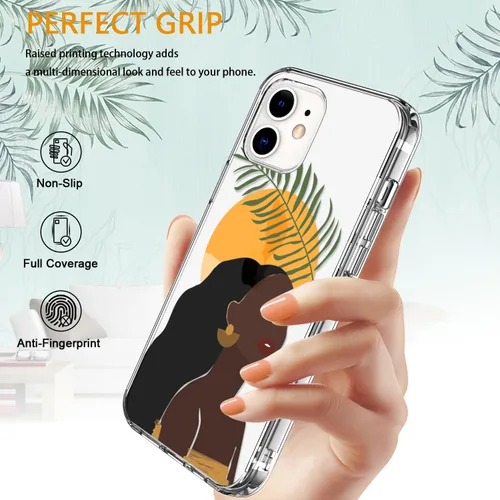 Miniatura 4 de LUHOURI Funda diseñada para iPhone 12 Mini con protector de pantalla, acrílico transparente para mujeres y niñas, funda protectora de ajuste delgado