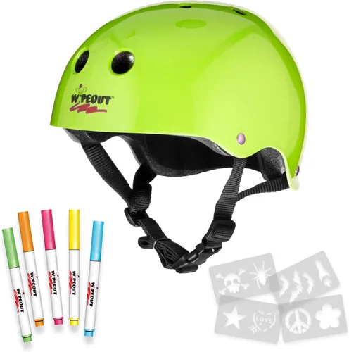 Wipeout Dry Erase Kids Helmet – Ideal for Bike, Skate, Scooter, in-Line Skating and Rollerblading Ralladura de neón