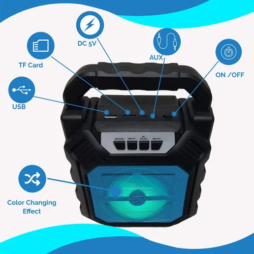Miniatura 2 de Radio FM TF/USB Reproductor de MP3 Bluetooth Altavoz portátil Recargable-Rojo