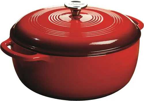 Miniatura 2 de Lodge EC7D43 - Horno holandés de hierro fundido esmaltado, 7.5 cuartos de galón, Island Spice Red y cazuela cubierta de hierro fundido esmaltado