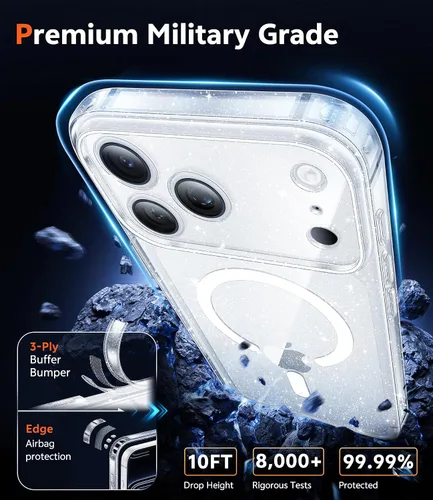Miniatura 1553 de FNTCASE Funda para iPhone 13 Pro-Max: Fundas magnéticas transparentes compatibles con Magsafe Slim anti amarillamiento protección contra caídas