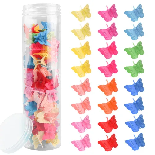Miniatura 18 de AHONEY - 60 pinzas de mariposa mini para el cabello con caja de brillo, accesorios para el cabello estilo 90s Y2k para niñas y mujeres (Azul)