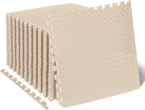Miniatura 26 de ProsourceFit - Tapete de ejercicio tipo rompecabezas de ½ pulgada, losetas de espuma EVA entrelazadas para gimnasio en casa, para niños, crema, 24 x