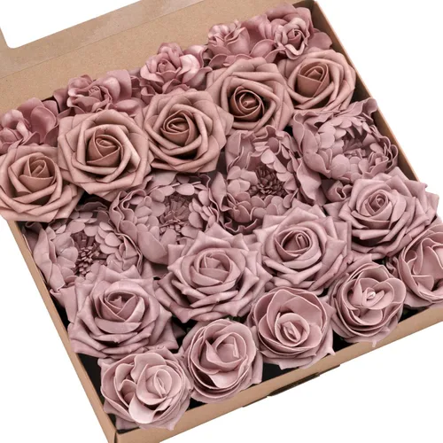 Miniatura 35 de Ling's moment Flores Artificiales de Seda Falsa Hortensias Rosas de Espuma Gardenias Falsas Combo para Bricolaje Ramos de Boda Centros de Mesa