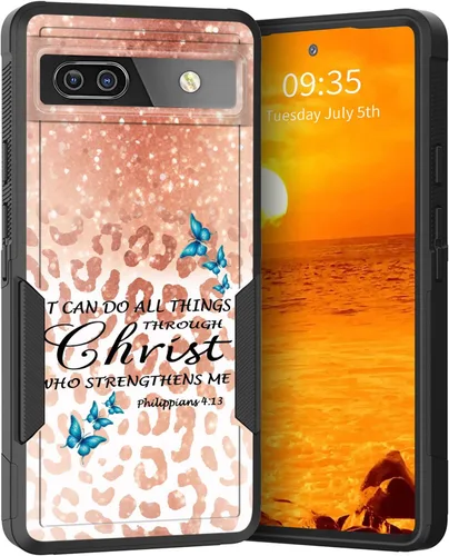 Miniatura 97 de Funda para Pixel 6A, Híbrida de Doble Capa de Servicio Pesado Resistente a Prueba de Golpes PC Duro + Funda Protectora de Silicona Suave para Google